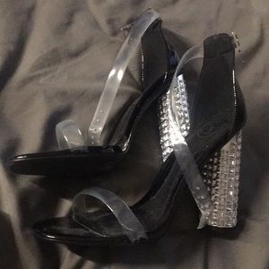 Black heels with diamond heel